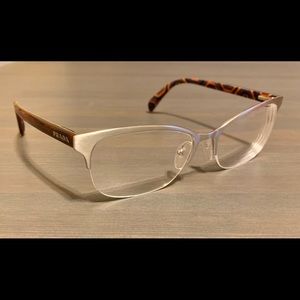 Prada VPR 60P silver and tortoise cat eye glasses